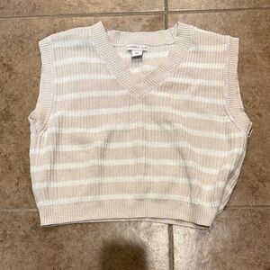 Sincerely Jules Cream and White Striped Vest